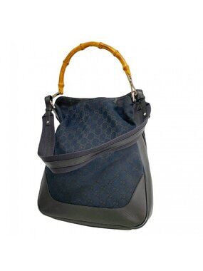 Gucci Handbag GG Canvas Black Silver 2-Way